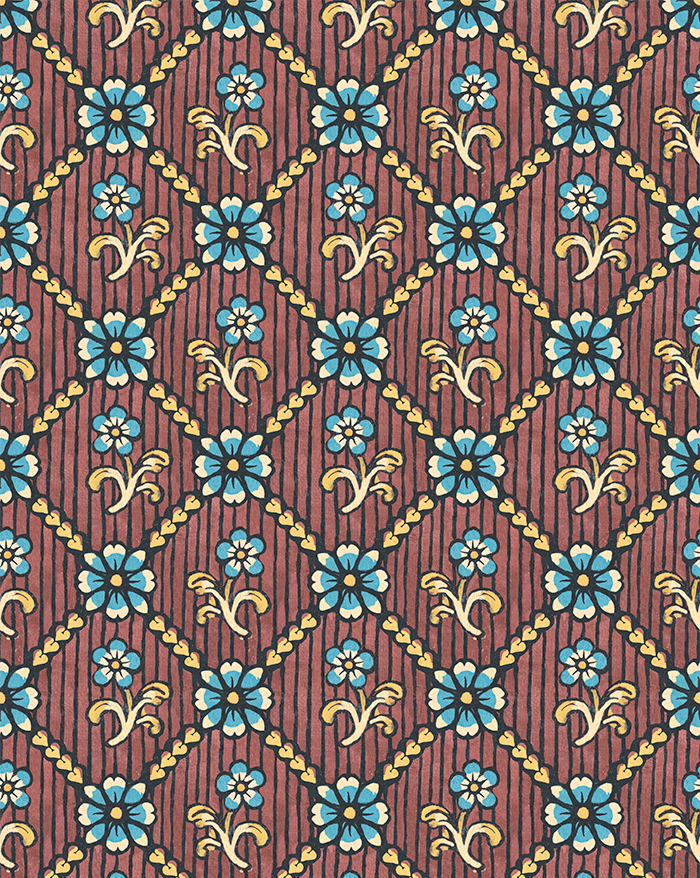 Papier peint "Coeurs garance"