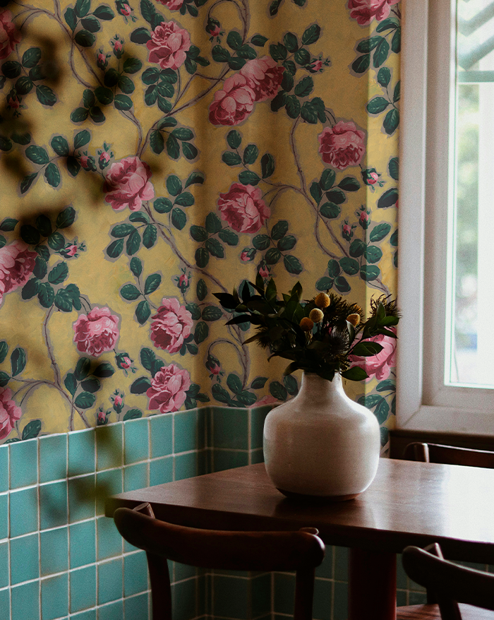 Papier peint "Roses Pompadour"