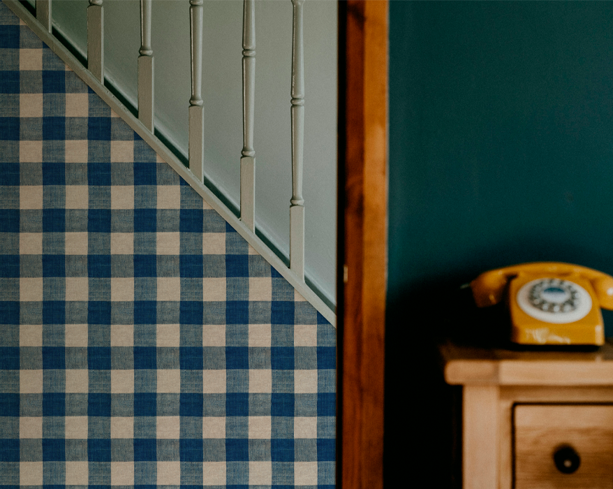 Papier peint "Carreaux indigo"