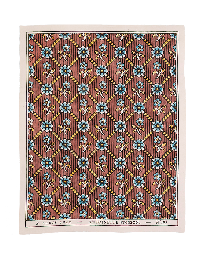 Papier dominoté "Coeurs garance"